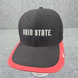 VTG 90s Nike Ohio State Buckeyes Strapback Hat Black Red Block O Swoosh 1998 EUC